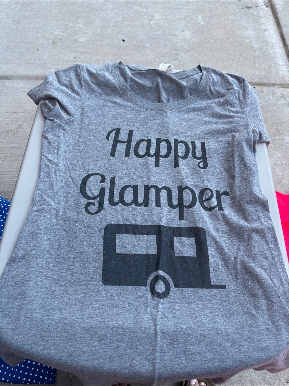 Happy Glamper Gray Graphic Tee - Camper Design